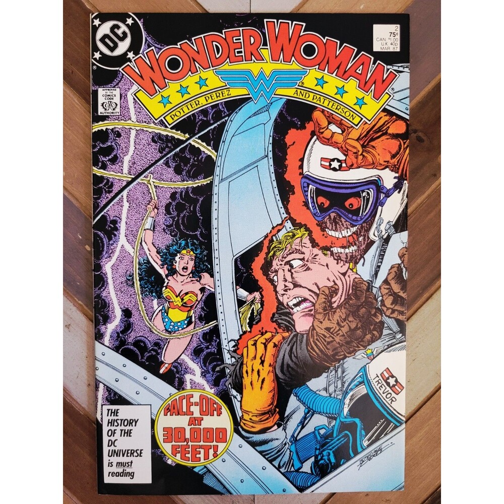 Wonder Woman #2 Battle vs. Ares! Fire In The Sky! George Perez Art! 1987 (7.0)